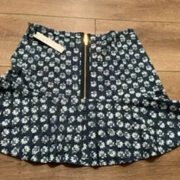 NEW Nicole Miller blue Floral Stretch Denim Flare Skirt Women’s Sz Large NWT - Picture 8 of 12